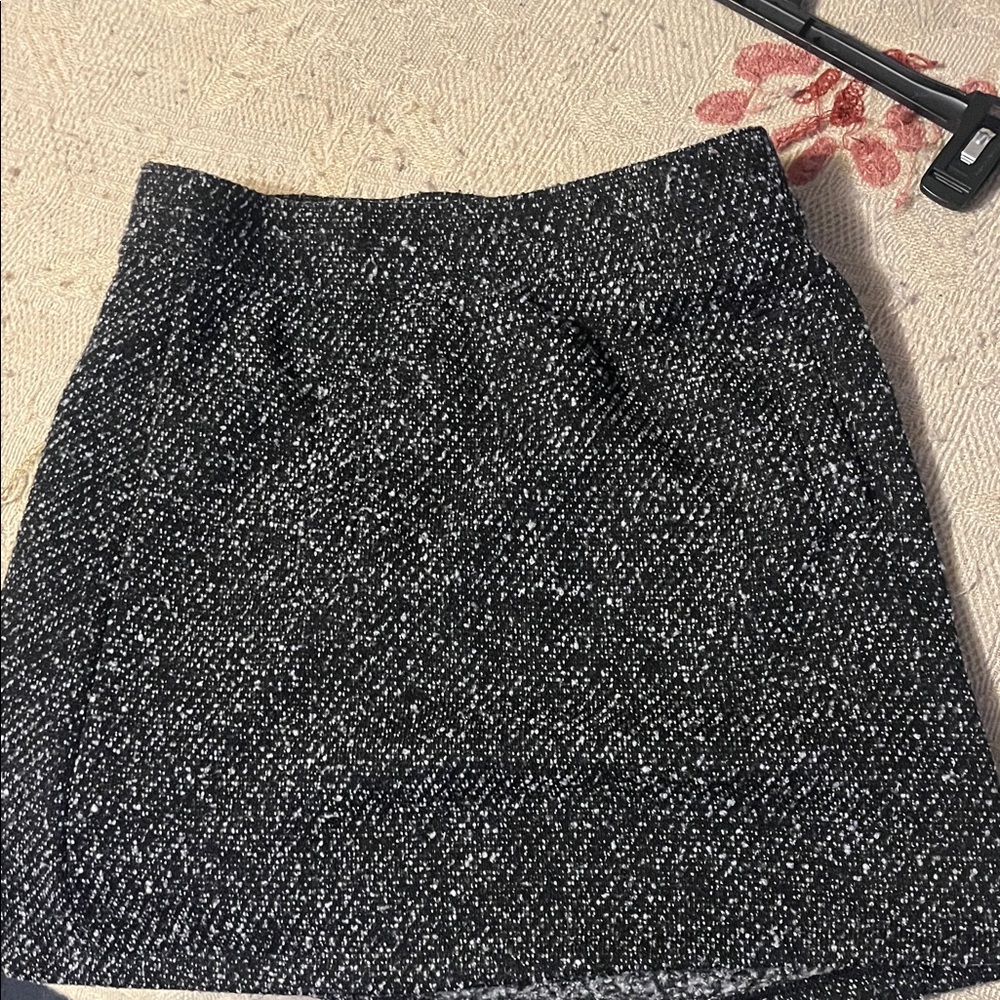 LOFT Black and White Tweed Mini Skirt